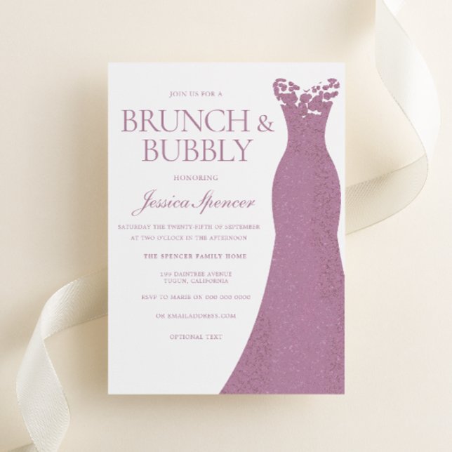 Dusty Pink Dress Bridal Shower Brunch & Bubbly Invitation (Creator Uploaded)