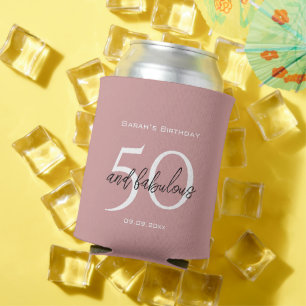 Dusty Pink Elegant 50 & Fabulous Birthday Party Can Cooler