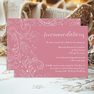 Dusty Pink Elegant Floral Wedding Accommodations Enclosure Card