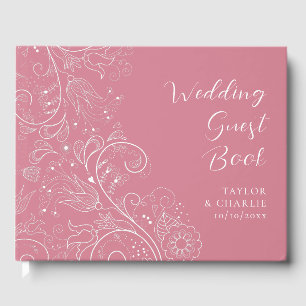 Dusty Pink Elegant Floral Wedding Guest Book