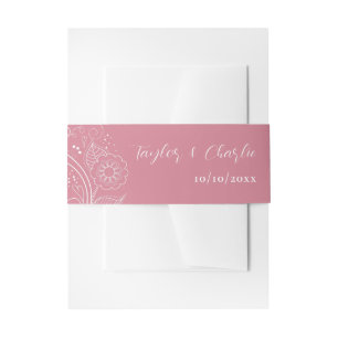 Dusty Pink Elegant Floral Wedding Invitation Belly Band