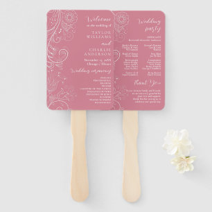 Dusty Pink Elegant Floral Wedding Program Hand Fan