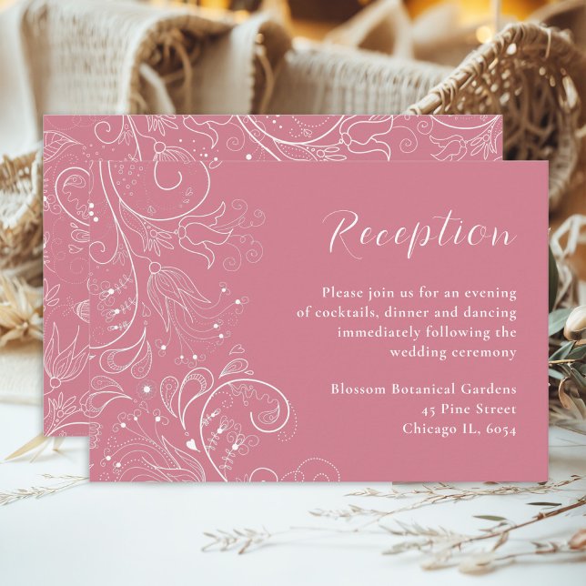 Dusty Pink Elegant Floral Wedding Reception Enclosure Card (Creator Uploaded)