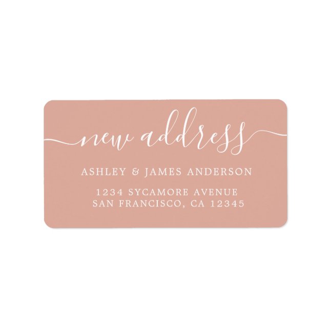 Dusty Pink Elegant Script New Address Label (Front)