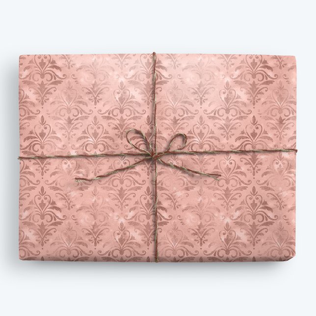 Dusty Pink Elegant Victorian Damask Wrapping Paper (Creator Uploaded)