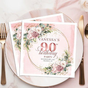 Dusty Pink Eucalyptus Boho 90th Birthday Party   Napkin