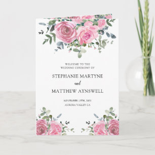 Dusty Pink Eucalyptus Botanical Wedding Programme