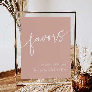 Dusty Pink Favour Sign Modern Minimalist Shower