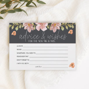 Dusty Pink Floral Advice Well Wishes Wedding Stationery