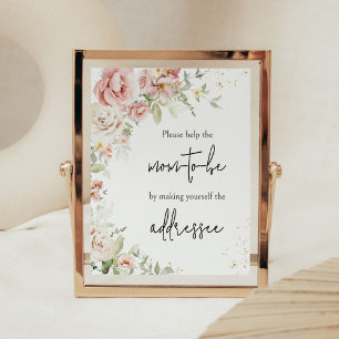 Dusty Pink Floral Baby Shower Envelope Station Poster