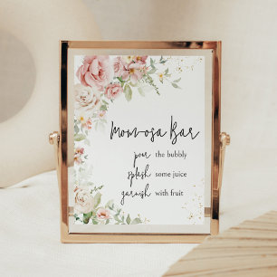 Dusty Pink Floral Baby Shower Mom Osa Bar Poster