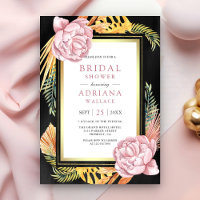 Dusty Pink Floral Boho Palm Black Bridal Shower