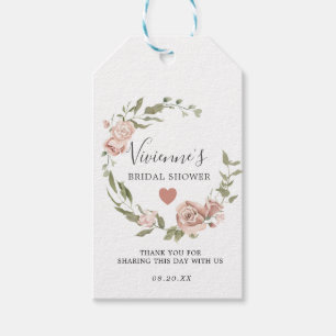 Dusty Pink Floral Bridal Shower Favour Gift Tags