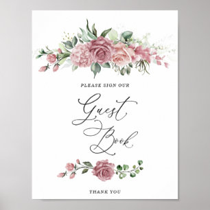 Dusty Pink Floral Bridal Shower Guest Book