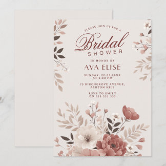 Dusty Pink Floral Bridal Shower Invitation