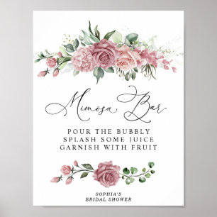 Dusty Pink Floral Bridal Shower Mimosa Bar Poster