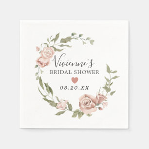 Dusty Pink Floral Bridal Shower Napkin