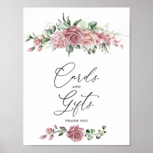 Dusty Pink Floral Cards & Gifts Sign