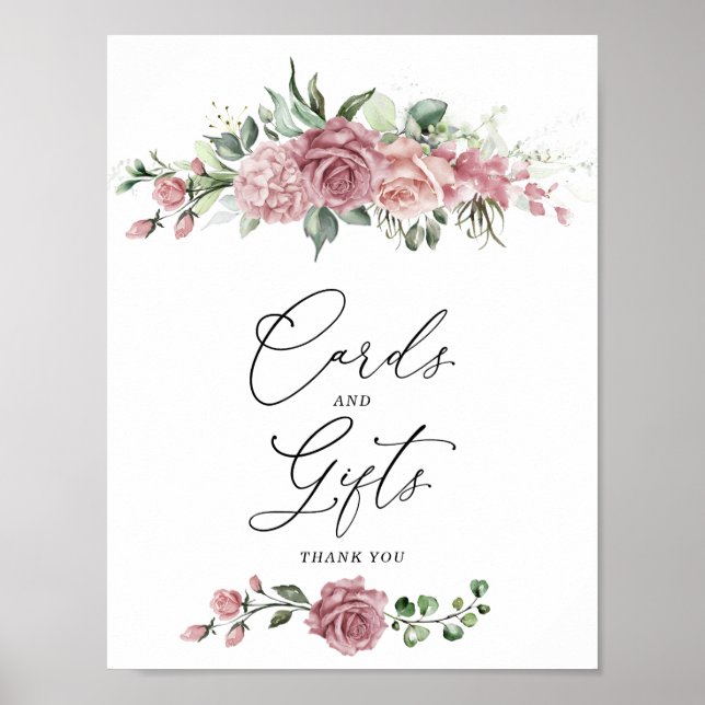 Dusty Pink Floral Cards & Gifts Sign (Front)