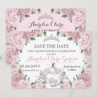 Dusty Pink Floral Cinderella Quinceañera Sweet 16