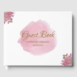 Dusty Pink Floral Elegant Wedding Guest Book