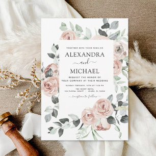 Dusty Pink Floral Eucalyptus Greenery Wedding Invi Invitation