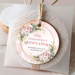 Dusty Pink Floral Eucalyptus Tag for Sweet 15 Even