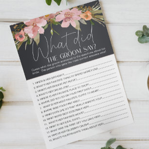 Dusty Pink Floral Game What Would the Groom Say Flyer