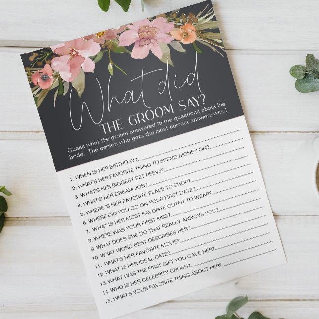 Dusty Pink Floral Game What Would the Groom Say Flyer (Creator Uploaded)