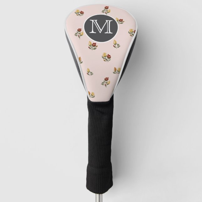 Dusty Pink Floral Golf Head Cover (Front)