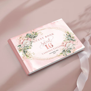 Dusty Pink Floral Greenery 16 Birthday Guest Book