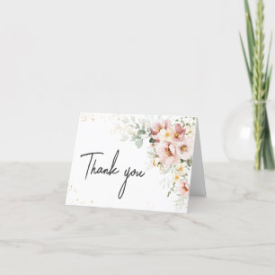 Dusty Pink Floral Greenery Baby Shower Thank You Card