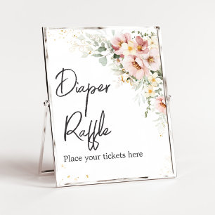 Dusty Pink Floral Greenery Diaper Raffle Poster