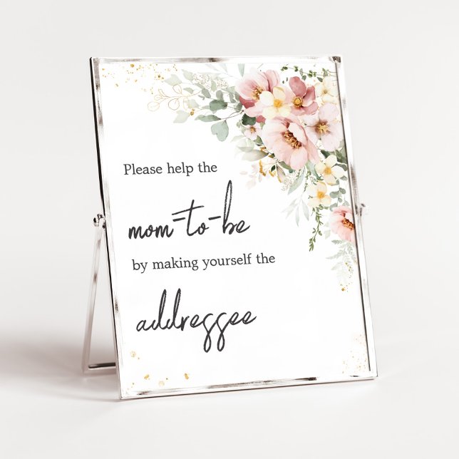 Dusty Pink Floral Greenery Envelope Station Poster (Dusty Pink Floral Baby Shower Envelope Station Sign)