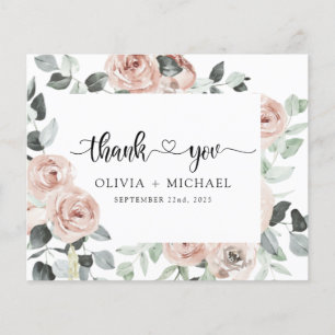 Dusty Pink Floral Greenery Thank You Invitation Flyer