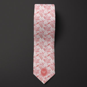 Dusty Pink Floral Monogram Tie