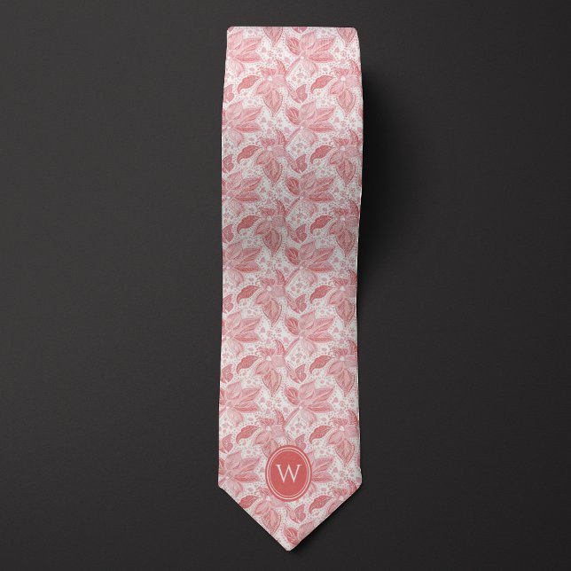 Dusty Pink Floral Monogram Tie (Creator Uploaded)