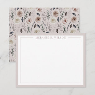 Dusty Pink Floral Personalised Name Note Card
