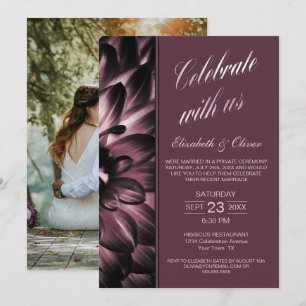 Dusty Pink Floral Photo Wedding Reception Invitation