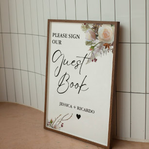 Dusty pink floral Please Sign Our Guest Book Sign