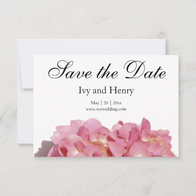 Dusty pink floral  Rose hydrangea Save The Date (Front)