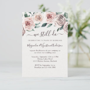 Dusty Pink Floral Roses Modern Vow Renewal Invitation