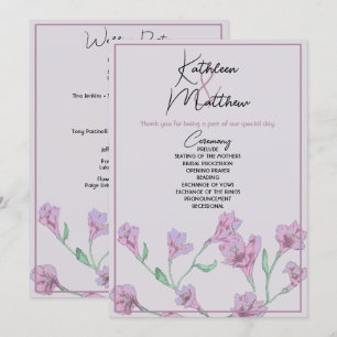 Dusty Pink Floral Watercolor Wedding Programme
