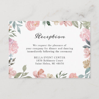 Dusty Pink Floral Wedding Details Card