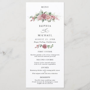 Dusty Pink Floral Wedding Menu