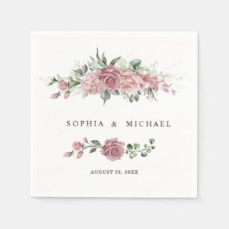 Dusty Pink Floral Wedding Napkins