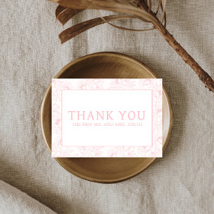 Dusty Pink Floral Wedding Thank You Card