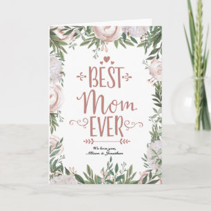 Dusty Pink Floral Wreath Best Mum Ever Mothers Day Card