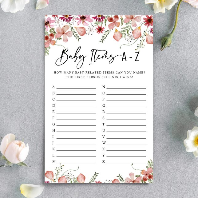 Dusty Pink Florals Baby Items Baby Shower Game (Creator Uploaded)
