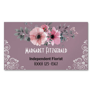 Dusty pink florist magnetic business card
